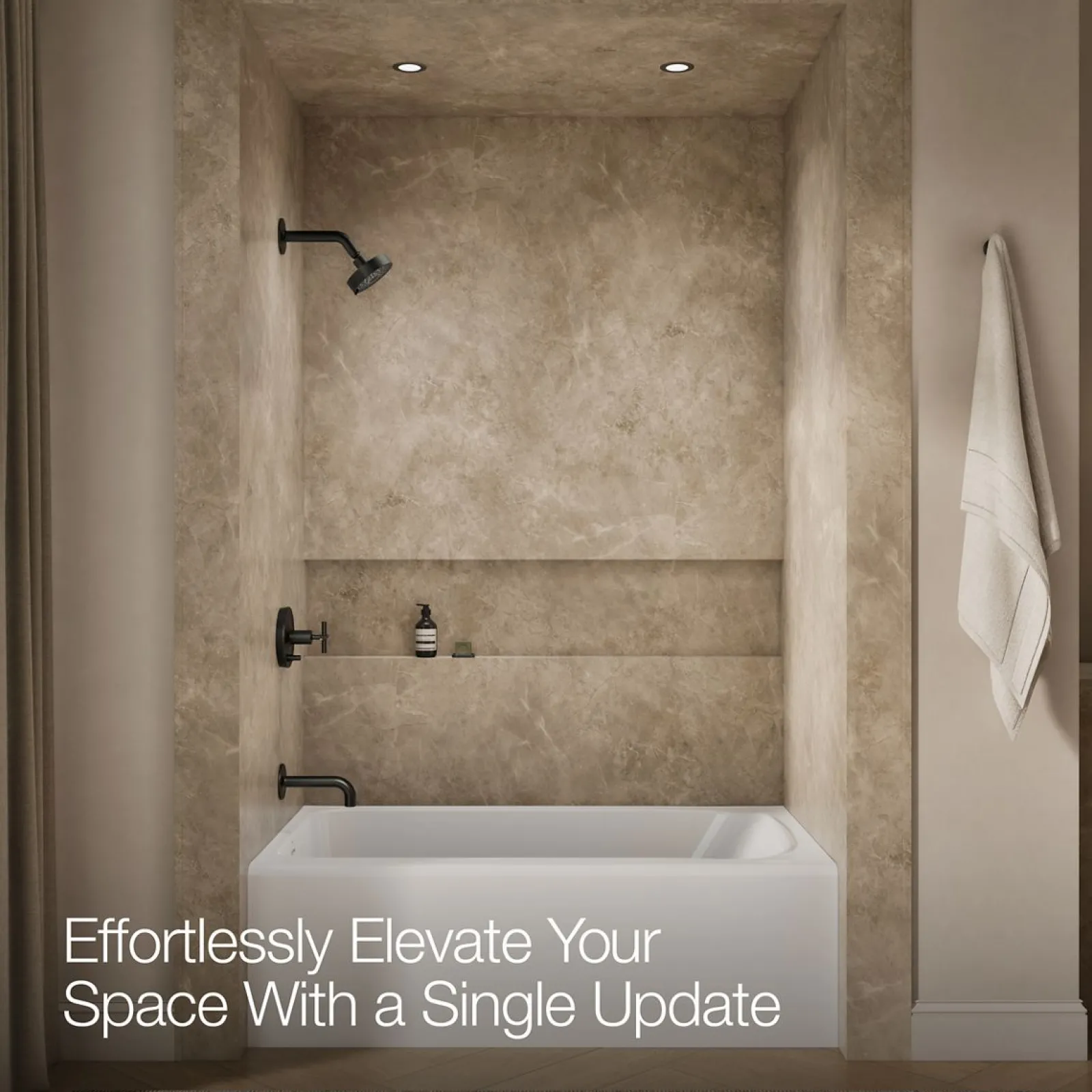 Rite-Temp® bath and shower trim kit with push-button diverter and cross handle, without showerhead^Kohler