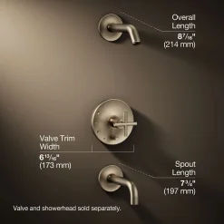 Rite-Temp® bath and shower trim kit with push-button diverter and cross handle, without showerhead^Kohler