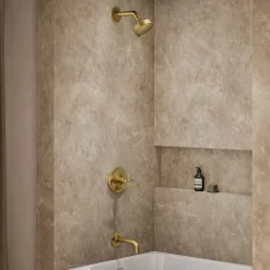 Rite-Temp® bath and shower trim kit with push-button diverter and cross handle, without showerhead^Kohler
