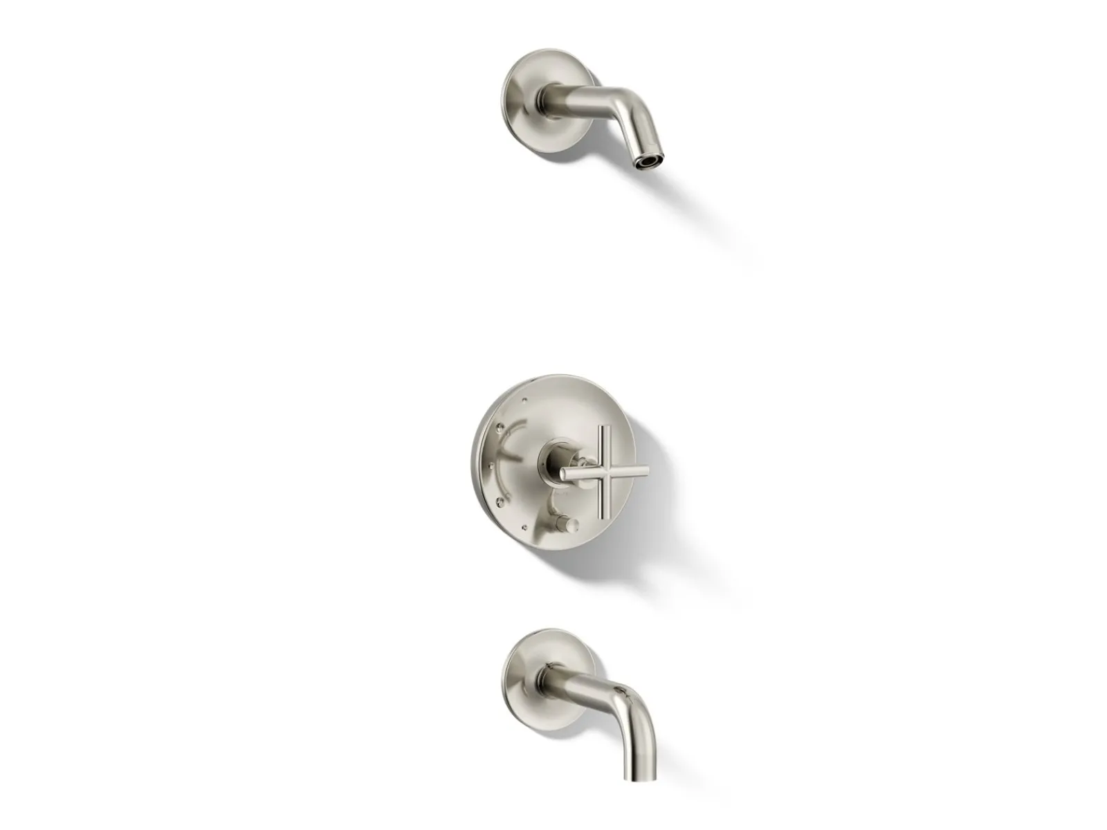 Rite-Temp® bath and shower trim kit with push-button diverter and cross handle, without showerhead^Kohler