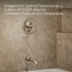 Rite-Temp® bath and shower trim kit with push-button diverter and cross handle, without showerhead^Kohler