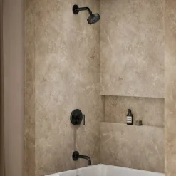 Rite-Temp® bath and shower trim kit with push-button diverter and lever handle, without showerhead^Kohler Hot