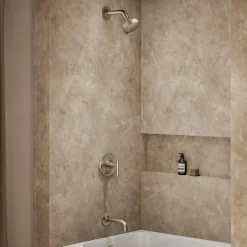 Rite-Temp® bath and shower trim kit with push-button diverter and lever handle, without showerhead^Kohler Hot