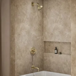 Rite-Temp® bath and shower trim kit with push-button diverter and lever handle, without showerhead^Kohler Hot