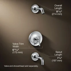 Rite-Temp® bath and shower trim kit with push-button diverter and lever handle, without showerhead^Kohler Hot