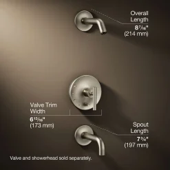 Rite-Temp® bath and shower trim kit with push-button diverter and lever handle, without showerhead^Kohler Hot