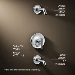 Rite-Temp® bath and shower trim kit with push-button diverter and lever handle, without showerhead^Kohler Online