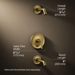 Rite-Temp® bath and shower trim kit with push-button diverter and lever handle, without showerhead^Kohler Online