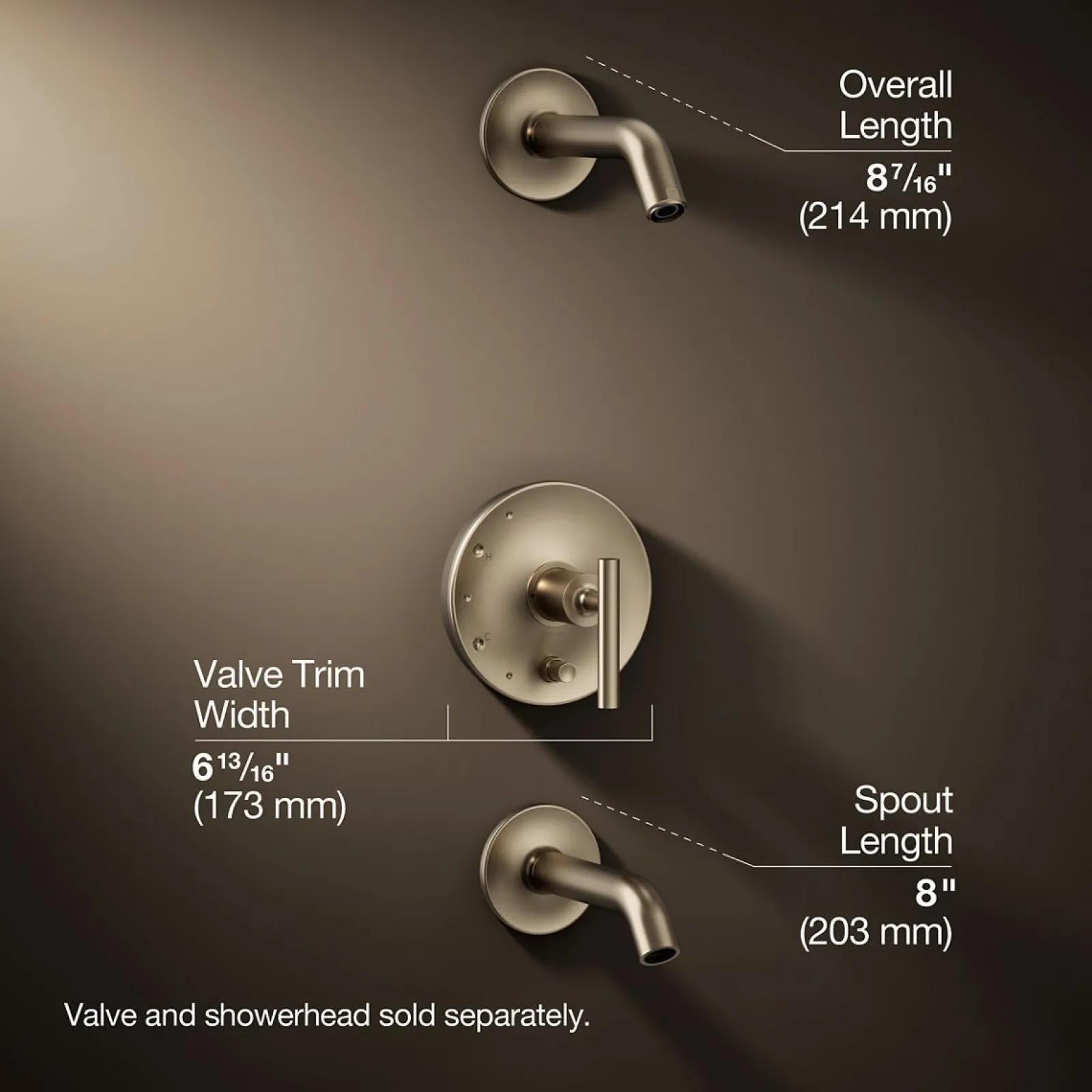 Rite-Temp® bath and shower trim kit with push-button diverter and lever handle, without showerhead^Kohler Online