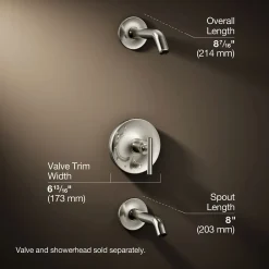 Rite-Temp® bath and shower trim kit with push-button diverter and lever handle, without showerhead^Kohler Online