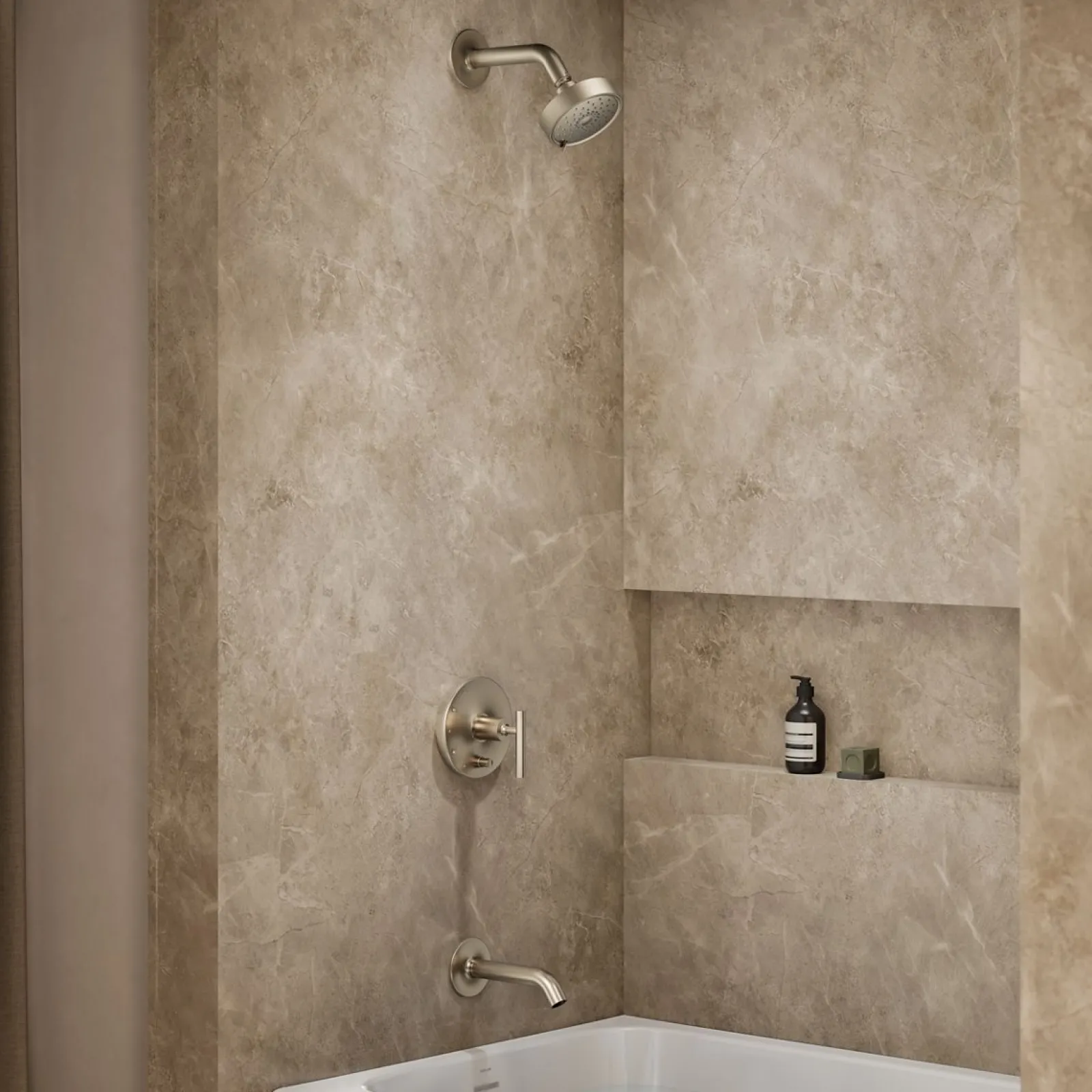 Rite-Temp® bath and shower trim kit with push-button diverter and lever handle, without showerhead^Kohler Online
