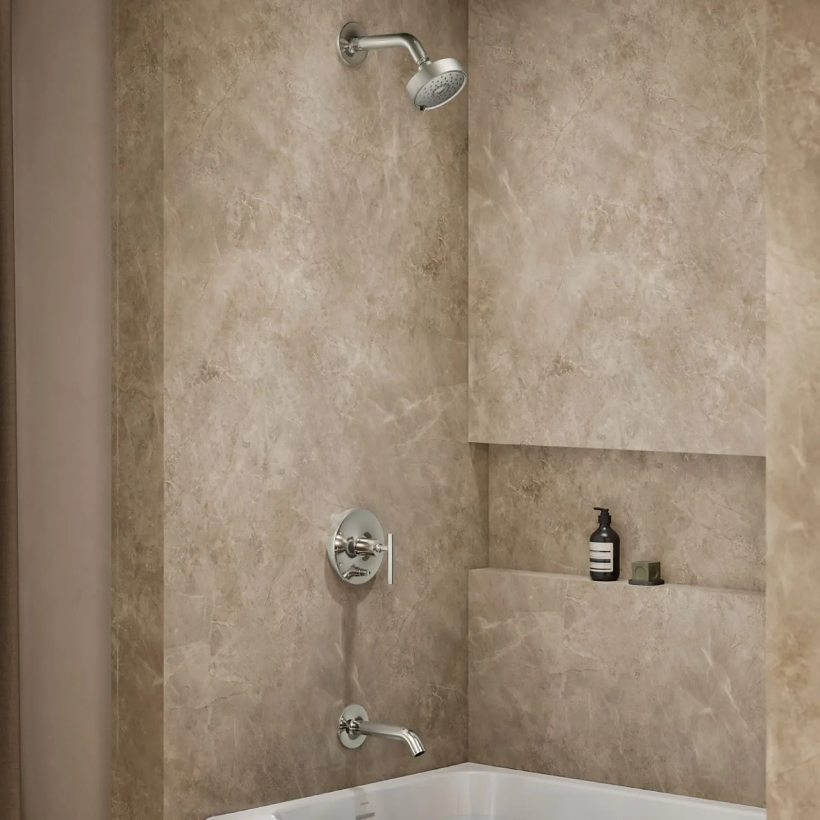Rite-Temp® bath and shower trim kit with push-button diverter and lever handle, without showerhead^Kohler Online