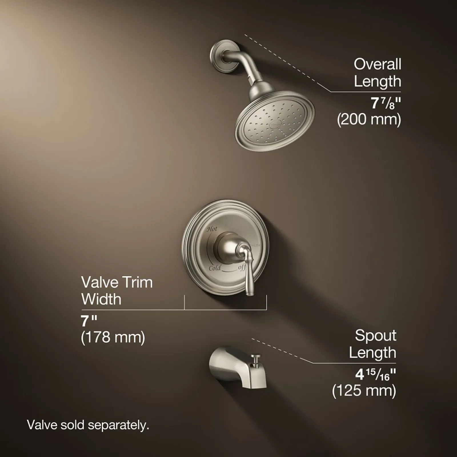 Rite-Temp® bath and shower trim kit, 1.75 gpm, slip-fit spout^Kohler Hot