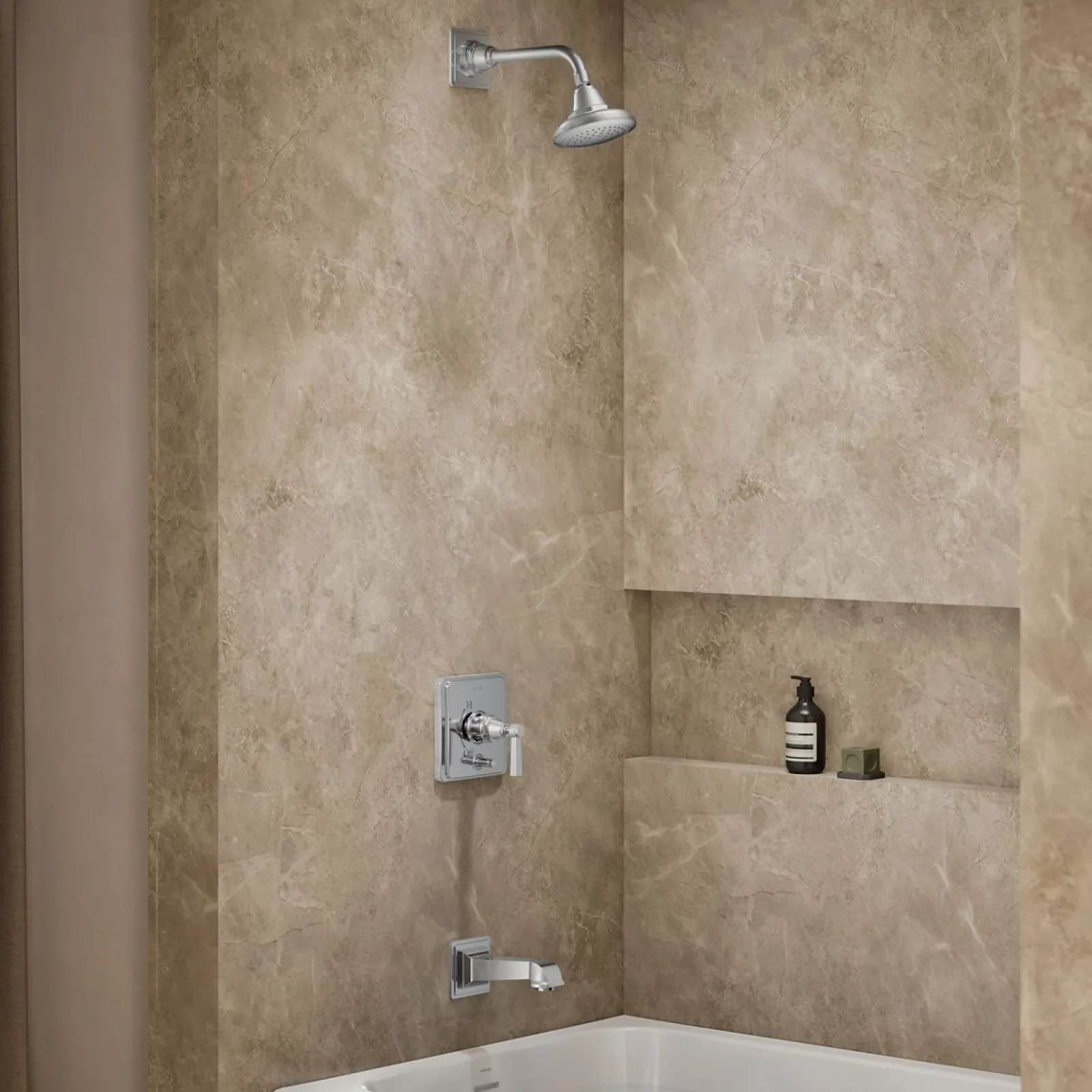Rite-Temp® bath and shower trim kit with push-button diverter and lever handle, 2.5 gpm^Kohler Outlet