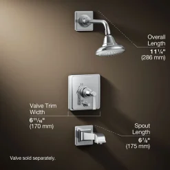Rite-Temp® bath and shower trim kit with push-button diverter and lever handle, 2.5 gpm^Kohler Outlet