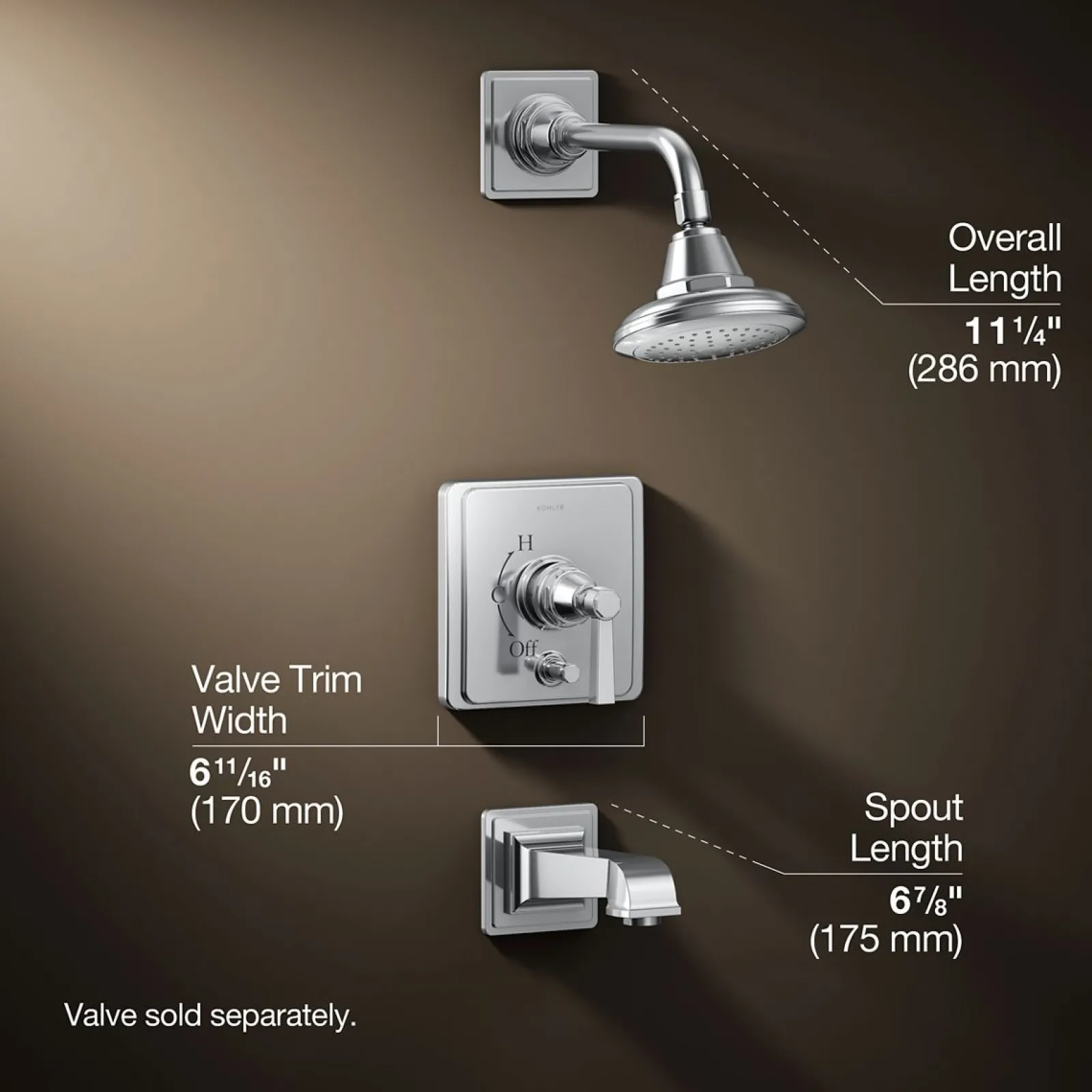 Rite-Temp® bath and shower trim kit with push-button diverter and lever handle, 2.5 gpm^Kohler Outlet