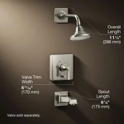 Rite-Temp® bath and shower trim kit with push-button diverter and lever handle, 2.5 gpm^Kohler Outlet