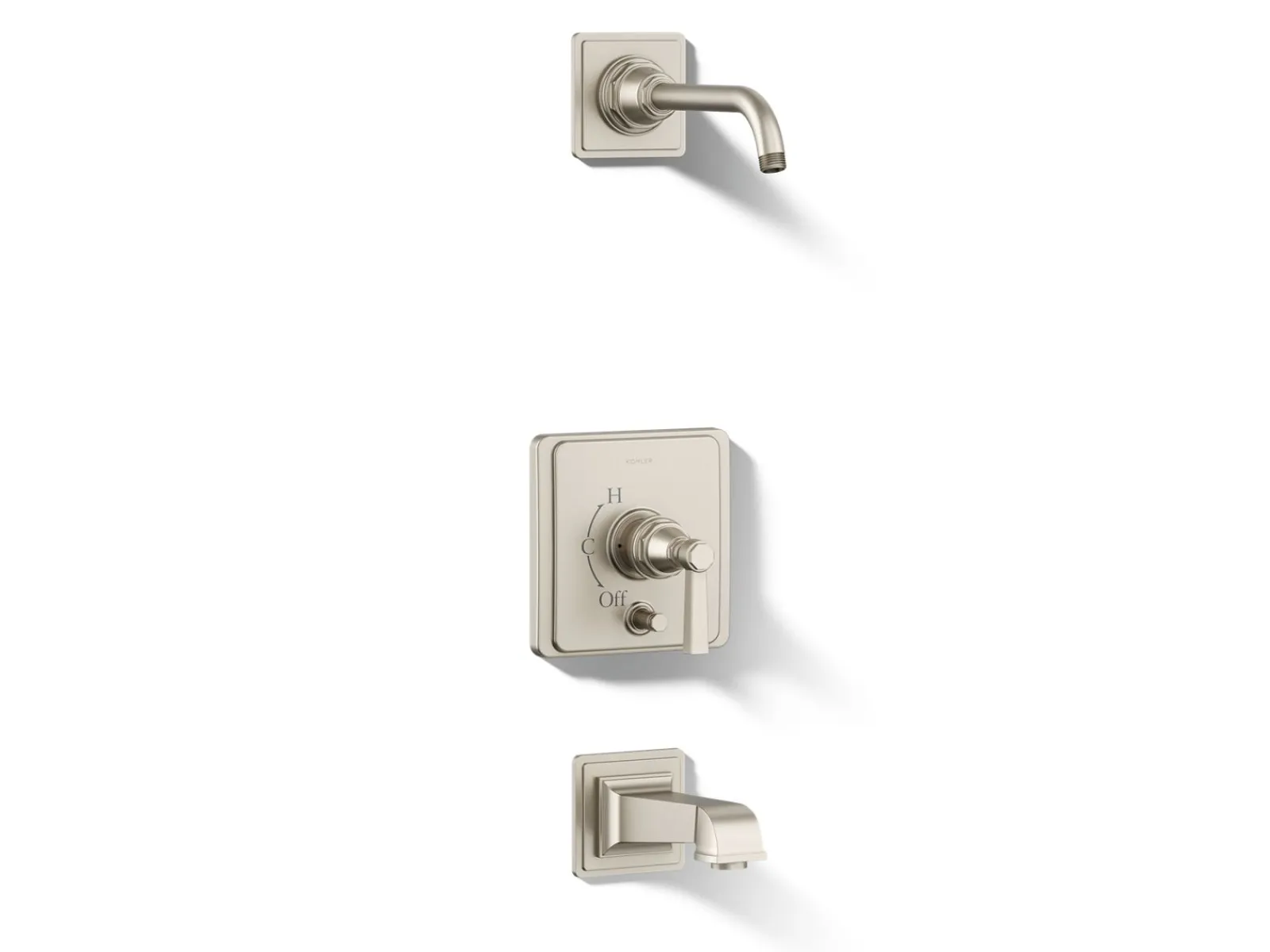 Rite-Temp® bath and shower trim kit with push-button diverter and lever handle, without showerhead^Kohler Online