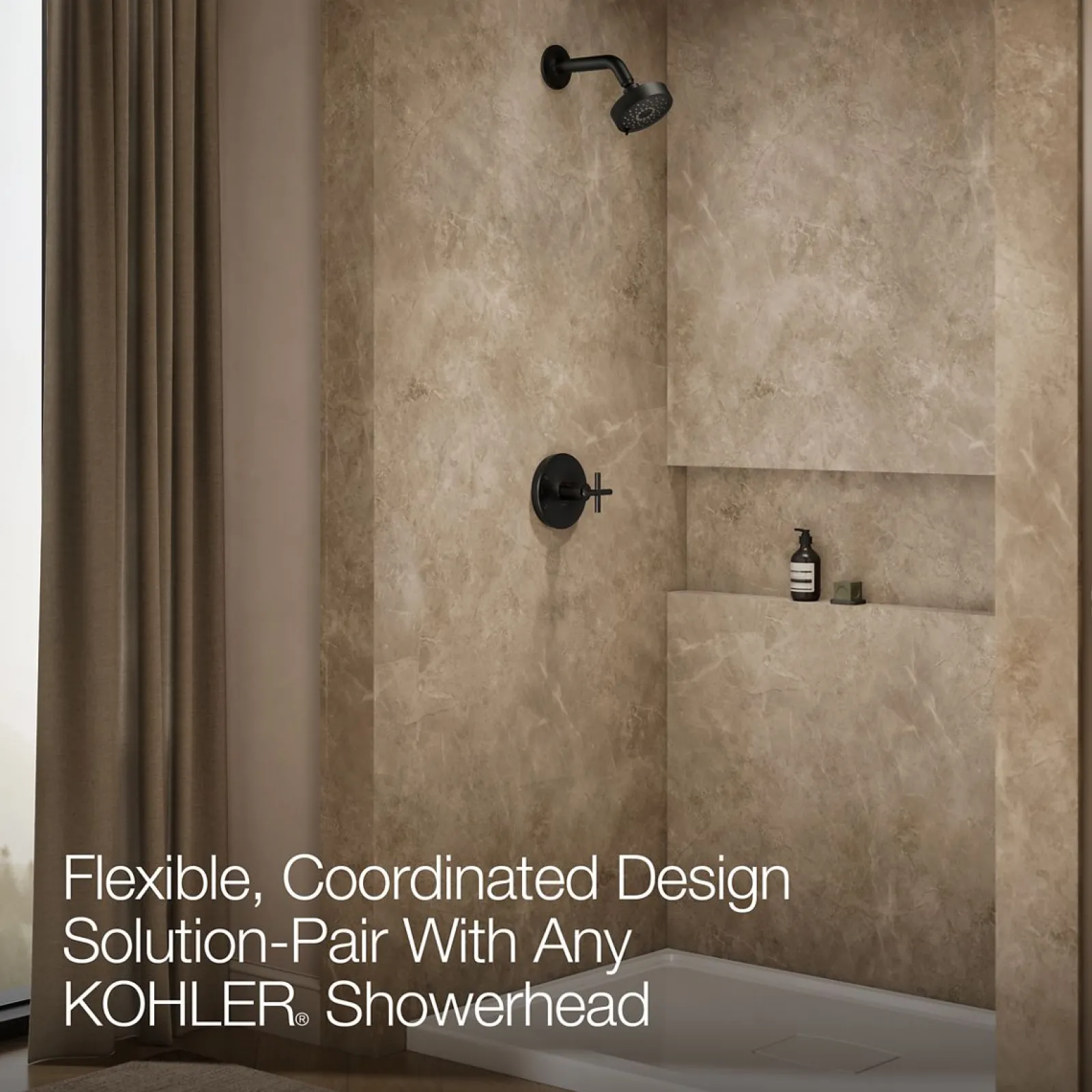 Rite-Temp® shower trim kit with cross handle, without showerhead^Kohler Hot