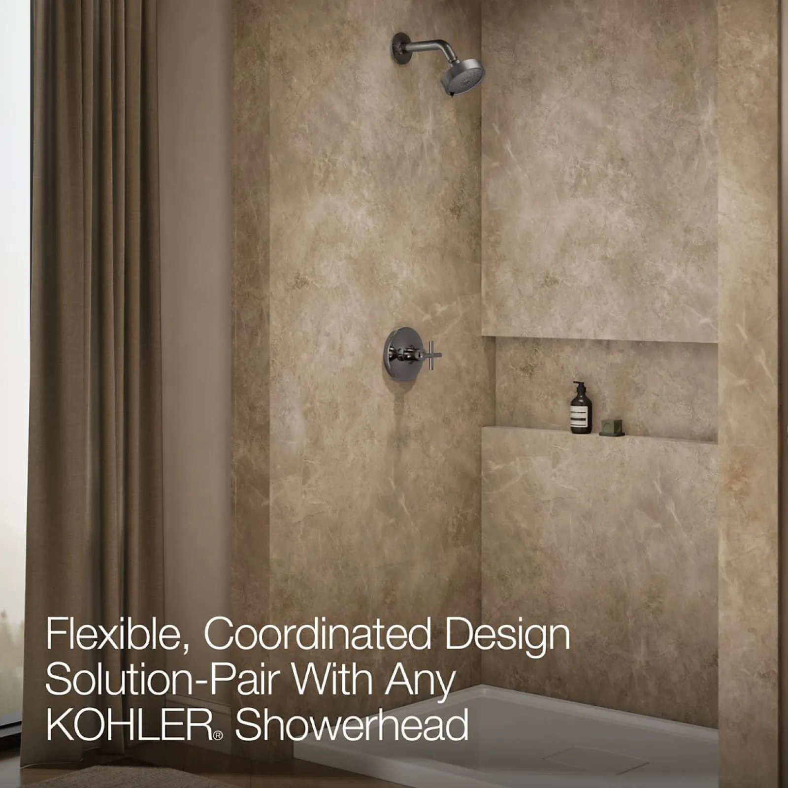 Rite-Temp® shower trim kit with cross handle, without showerhead^Kohler Hot