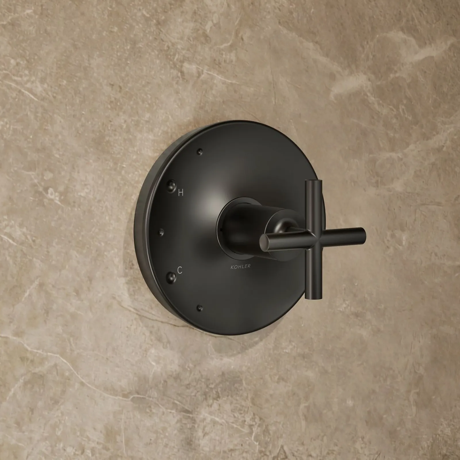 Rite-Temp® shower trim kit with cross handle, without showerhead^Kohler Hot