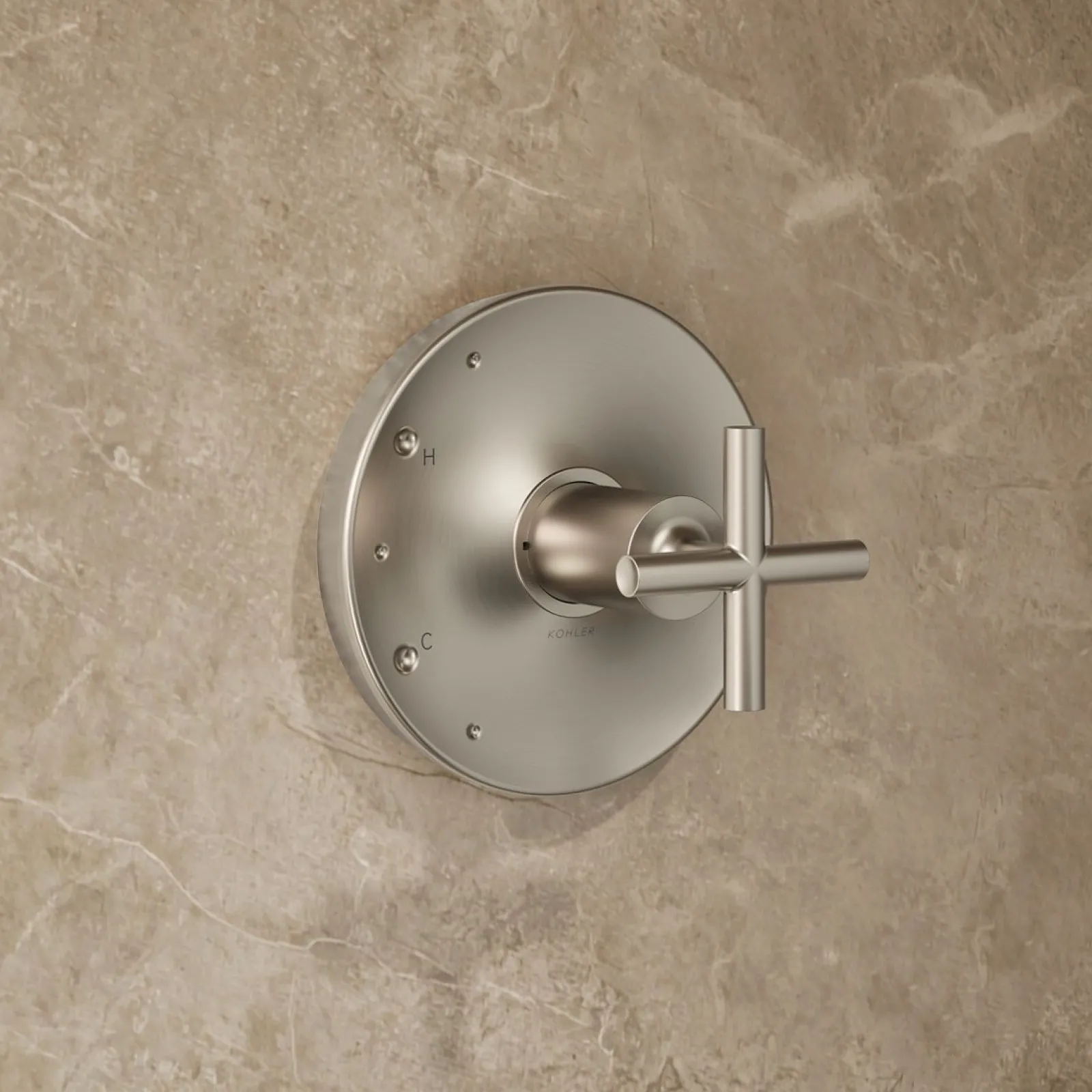 Rite-Temp® shower trim kit with cross handle, without showerhead^Kohler Hot