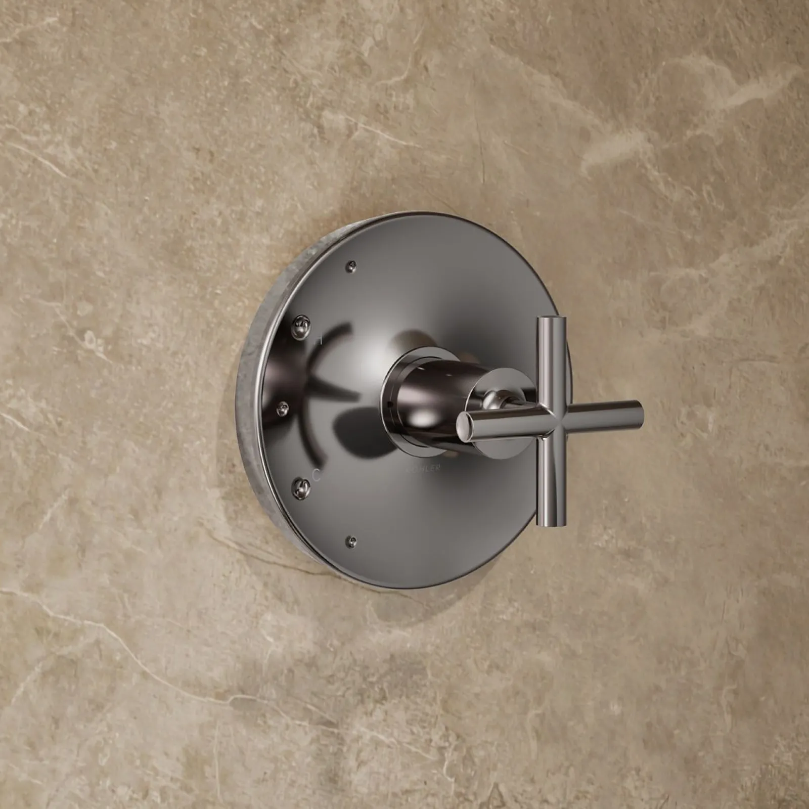 Rite-Temp® shower trim kit with cross handle, without showerhead^Kohler Hot