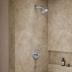 Rite-Temp® shower trim kit with cross handle, without showerhead^Kohler Hot