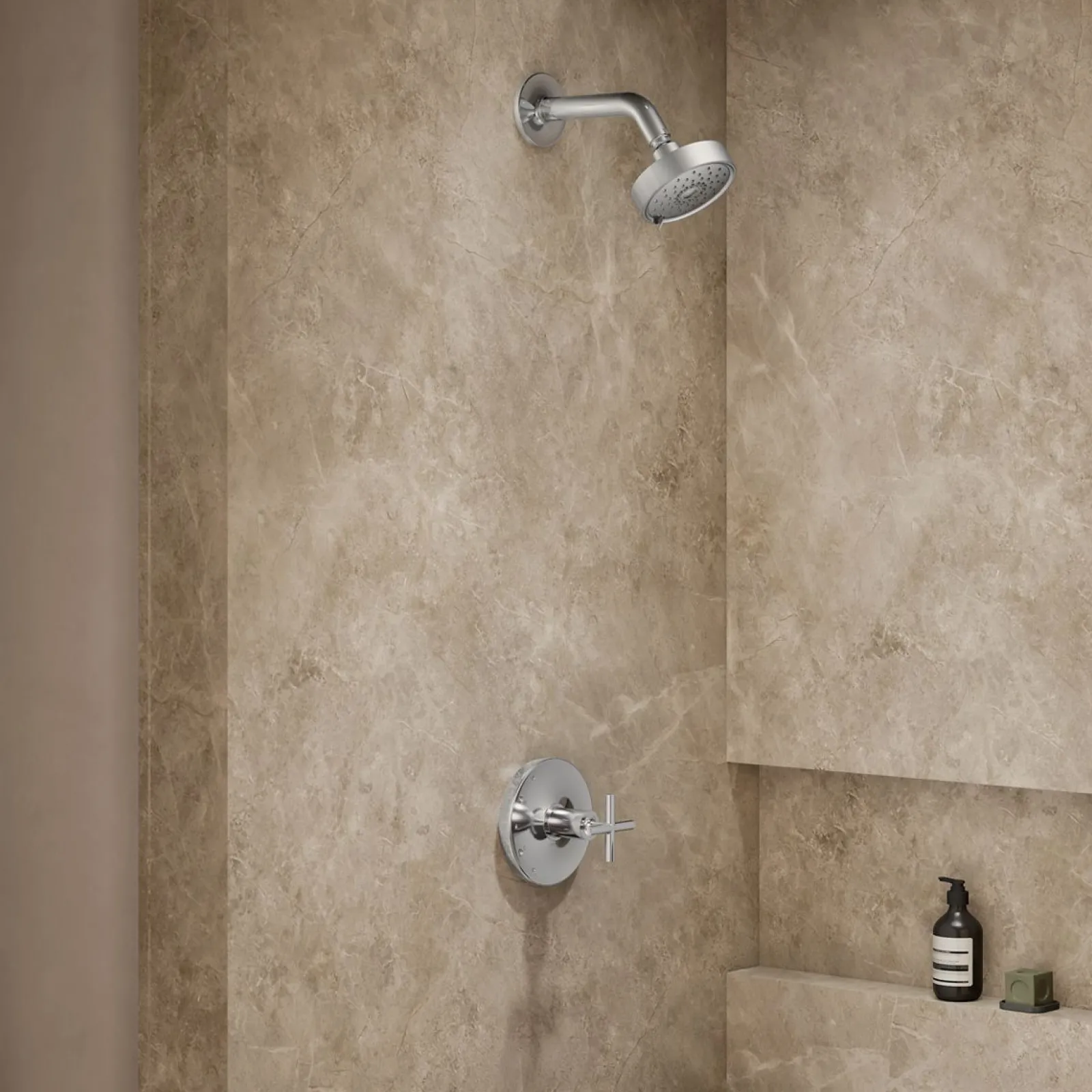Rite-Temp® shower trim kit with cross handle, without showerhead^Kohler Hot