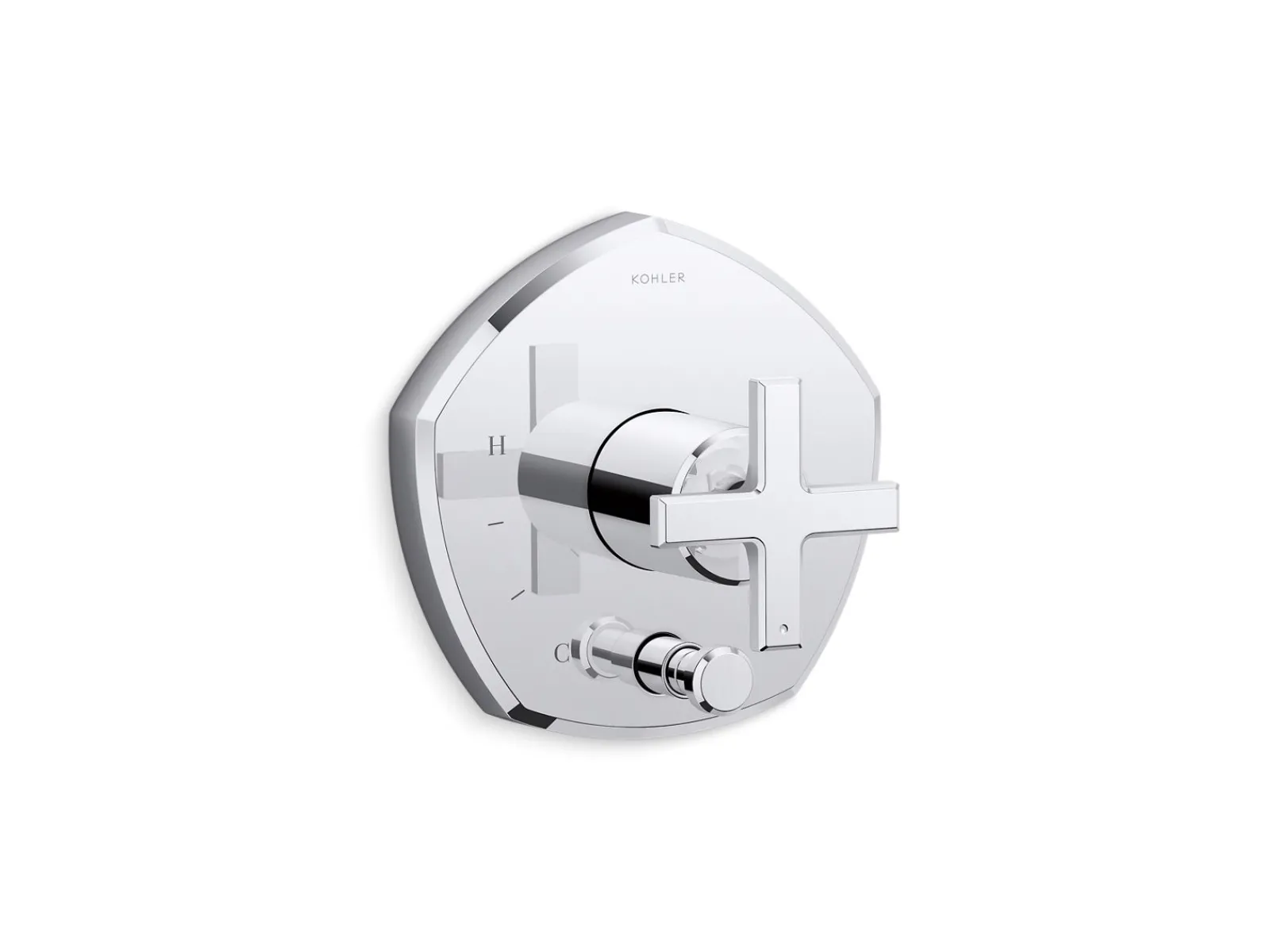 Rite-Temp® valve trim with push-button diverter and cross handle^Kohler Clearance