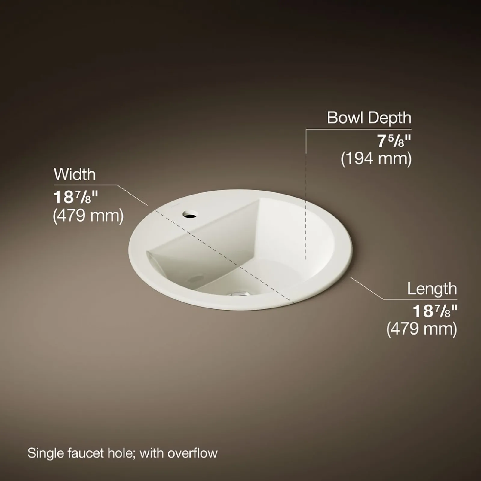 19" round drop-in bathroom sink^Kohler Discount