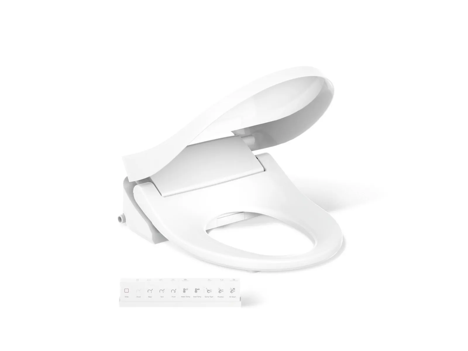 Round-front bidet toilet seat with remote control^Kohler Best