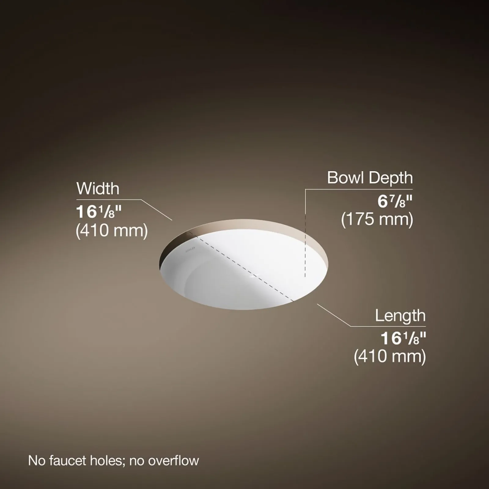 16-1/4" round undermount bathroom sink, no overflow^Kohler Discount