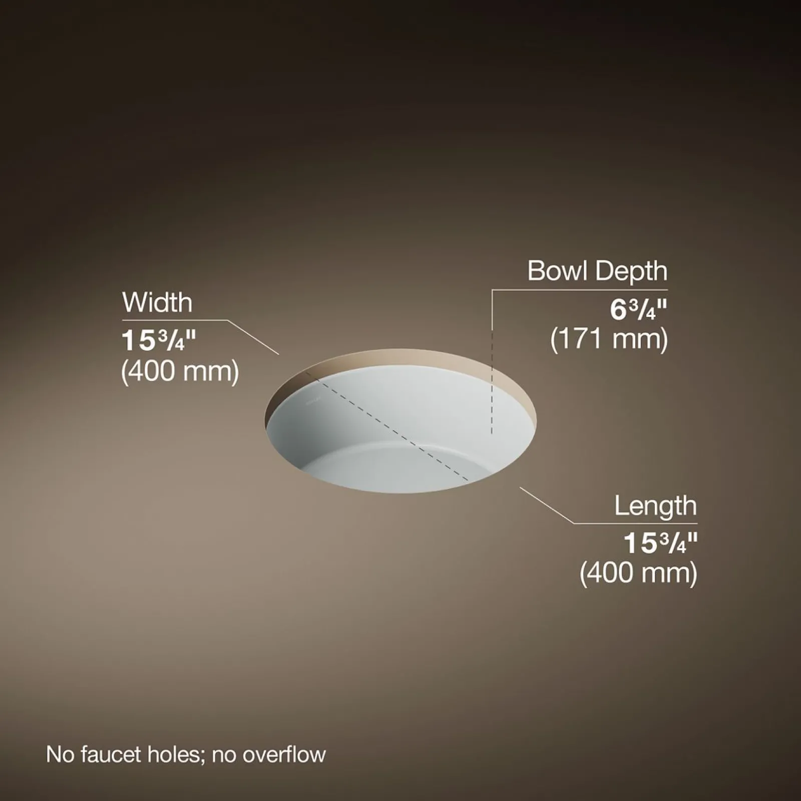 15-3/4" round undermount bathroom sink^Kohler Best