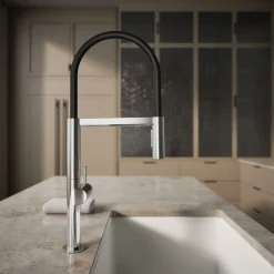 Semi-professional kitchen sink faucet with two-function sprayhead^Kohler Best