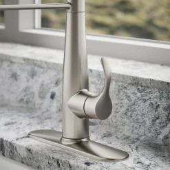 Semi-professional kitchen sink faucet with three-function sprayhead^Kohler Best