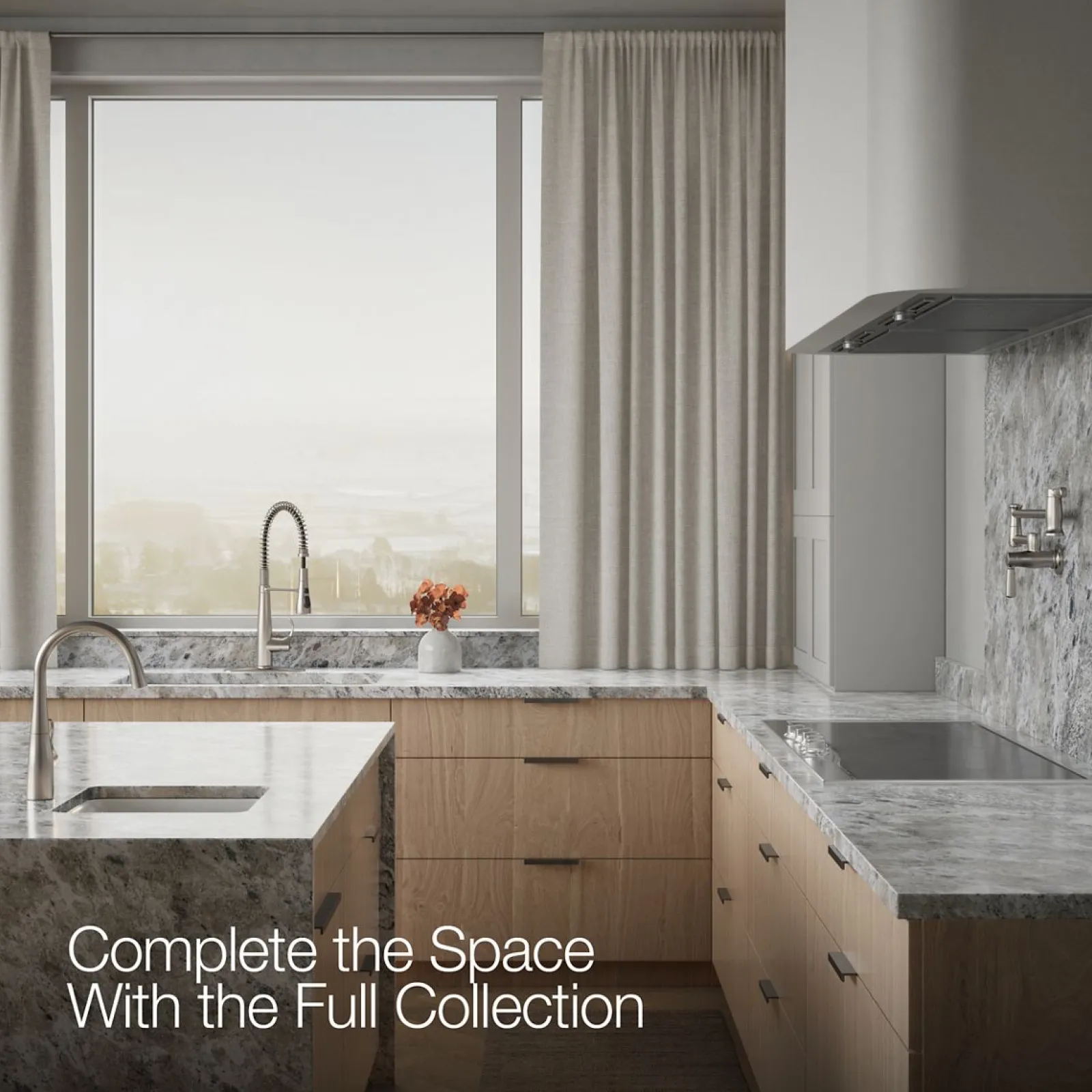 Semi-professional kitchen sink faucet with three-function sprayhead^Kohler Best
