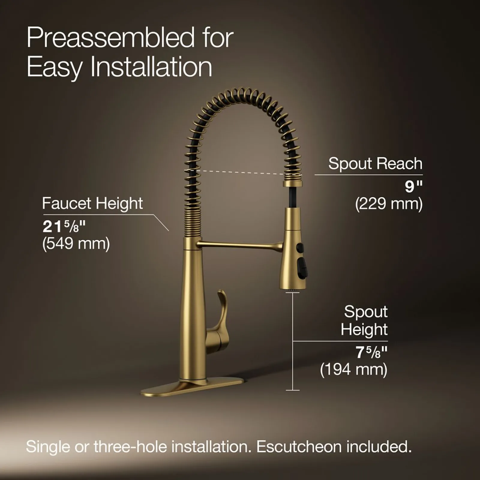 Semi-professional kitchen sink faucet with three-function sprayhead^Kohler Best