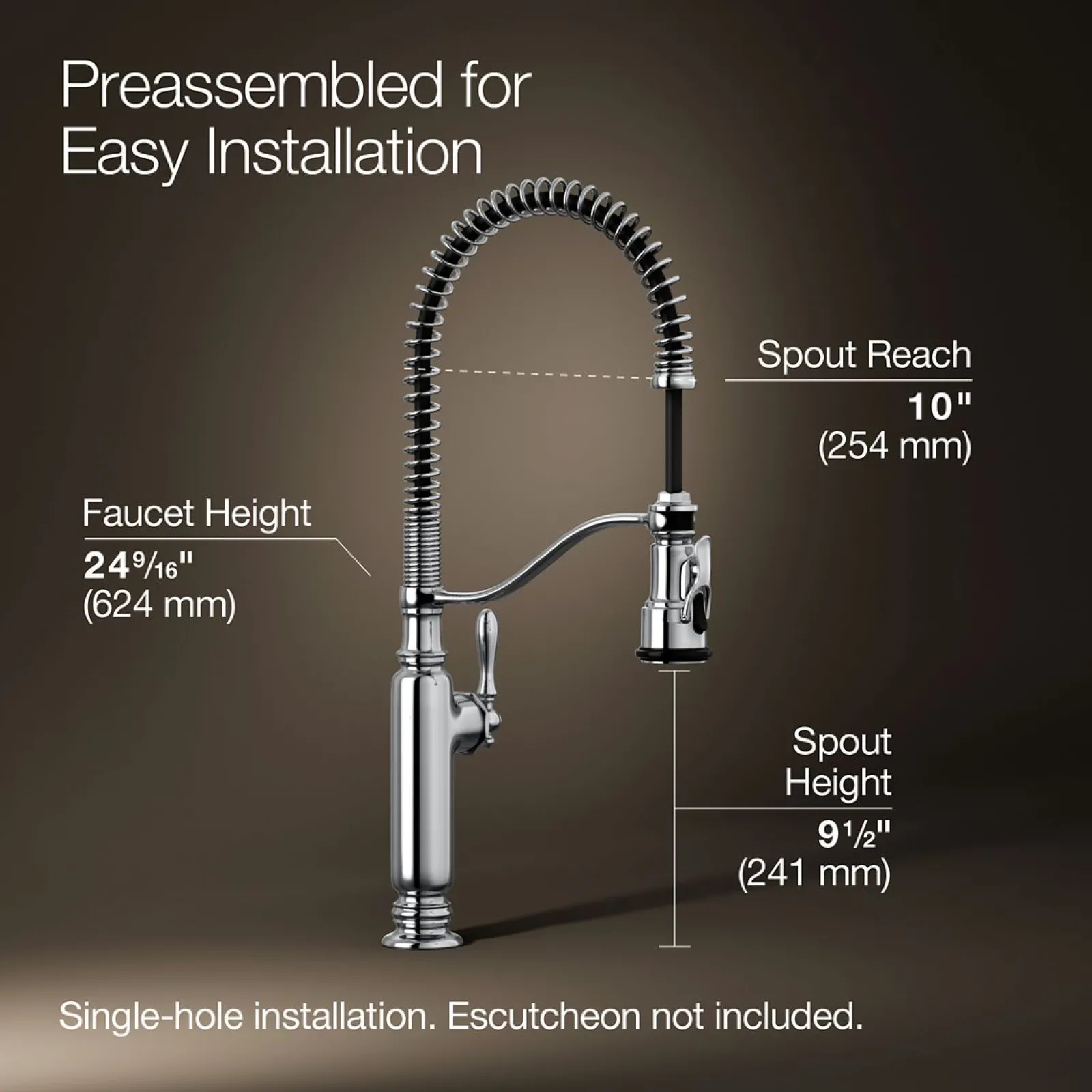 Semi-professional kitchen sink faucet with three-function sprayhead^Kohler Outlet