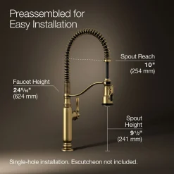 Semi-professional kitchen sink faucet with three-function sprayhead^Kohler Outlet