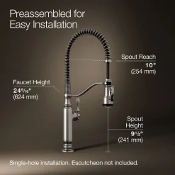 Semi-professional kitchen sink faucet with three-function sprayhead^Kohler Outlet
