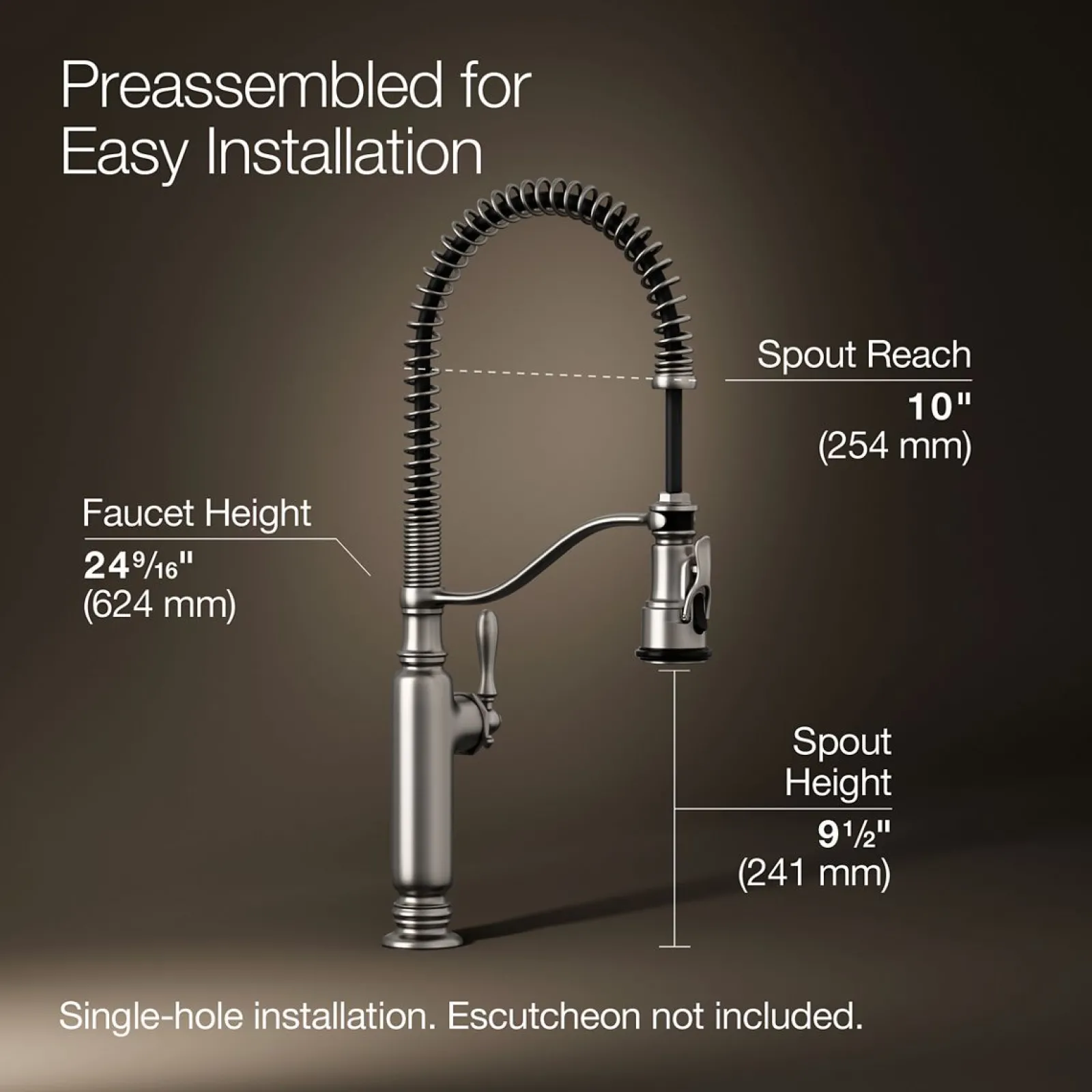 Semi-professional kitchen sink faucet with three-function sprayhead^Kohler Outlet