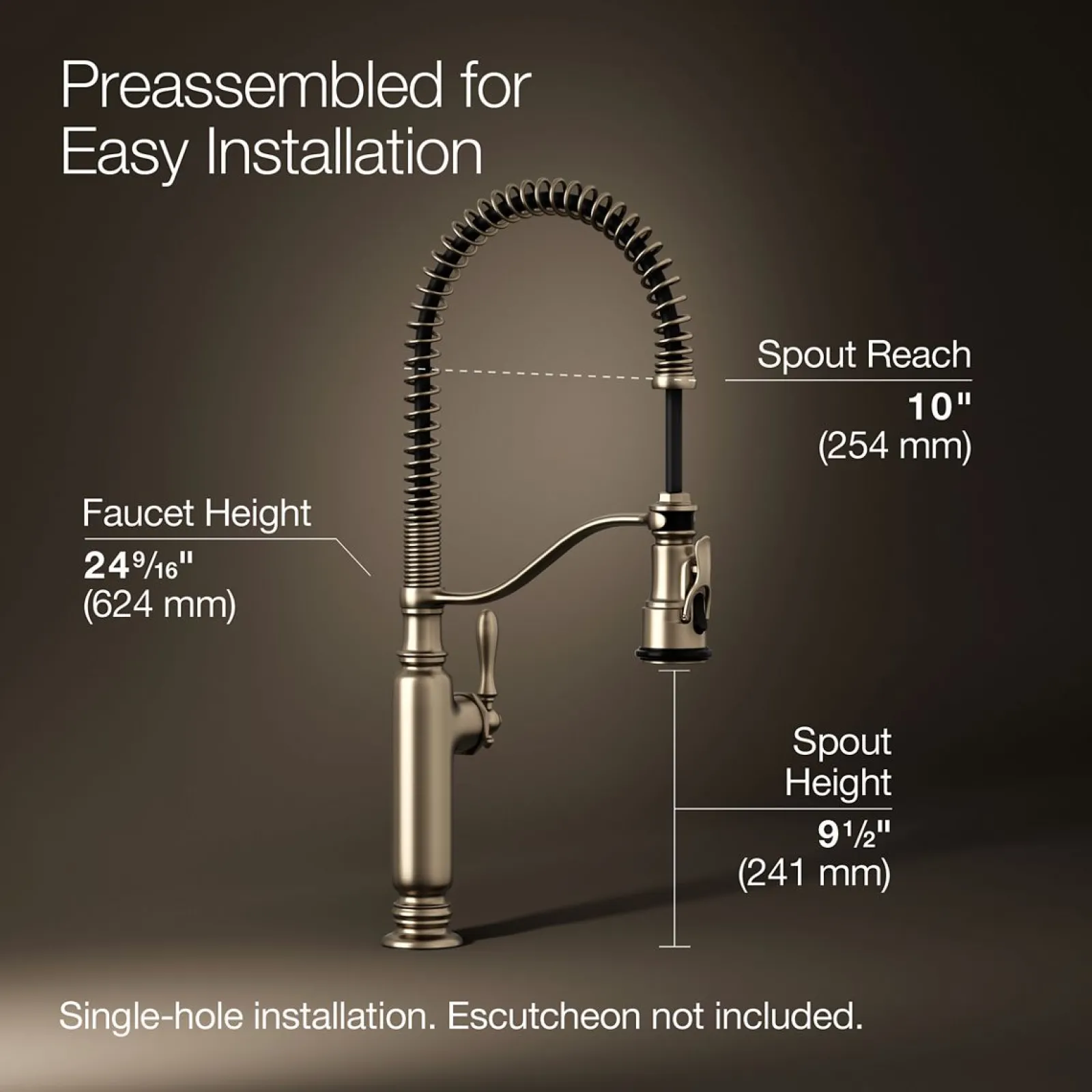 Semi-professional kitchen sink faucet with three-function sprayhead^Kohler Outlet