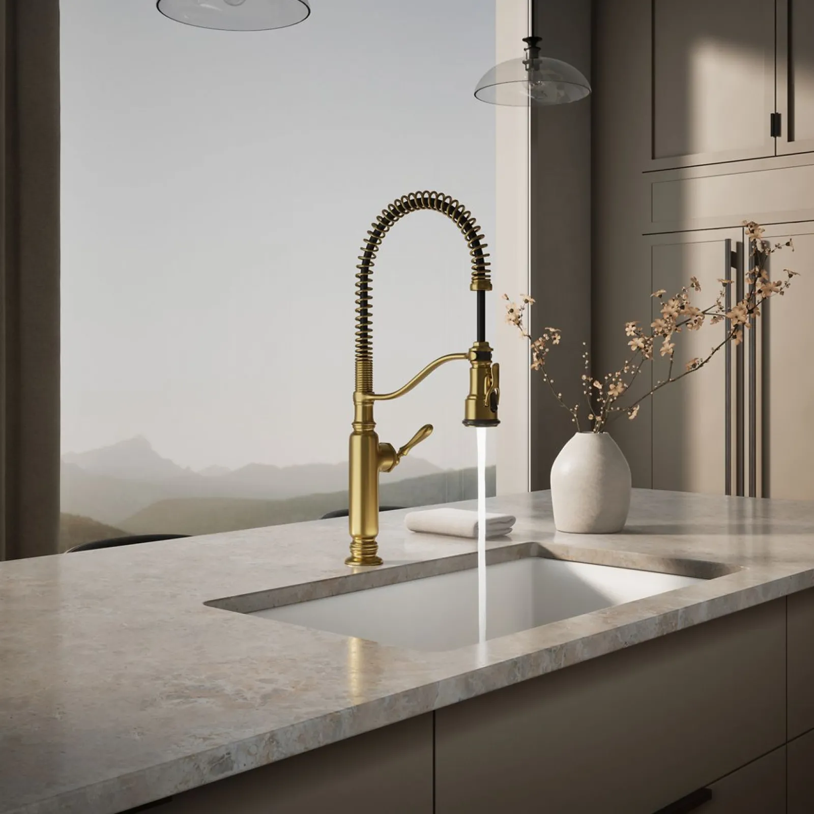 Semi-professional kitchen sink faucet with three-function sprayhead^Kohler Outlet