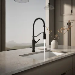 Semi-professional kitchen sink faucet with three-function sprayhead^Kohler Outlet