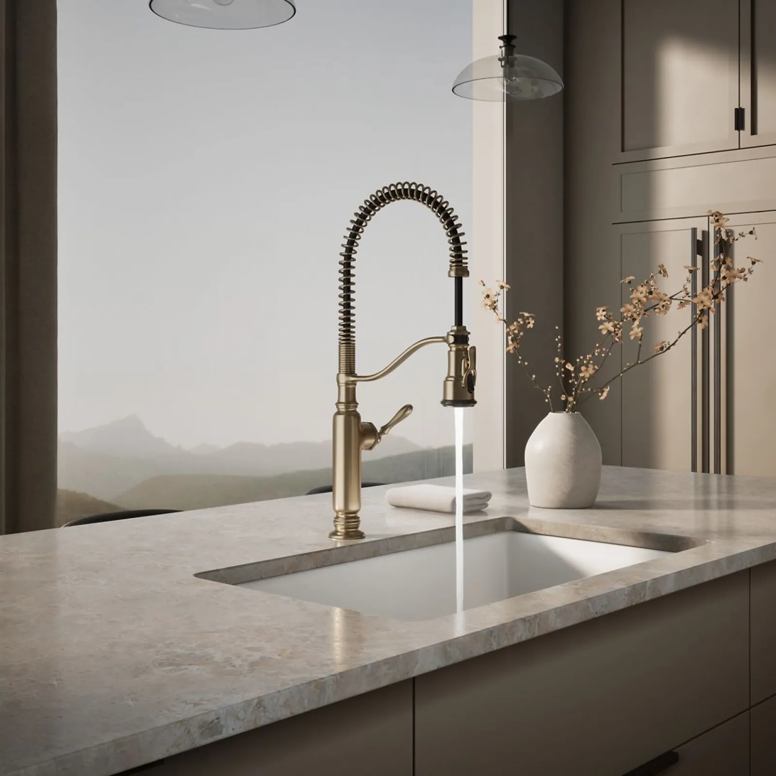 Semi-professional kitchen sink faucet with three-function sprayhead^Kohler Outlet