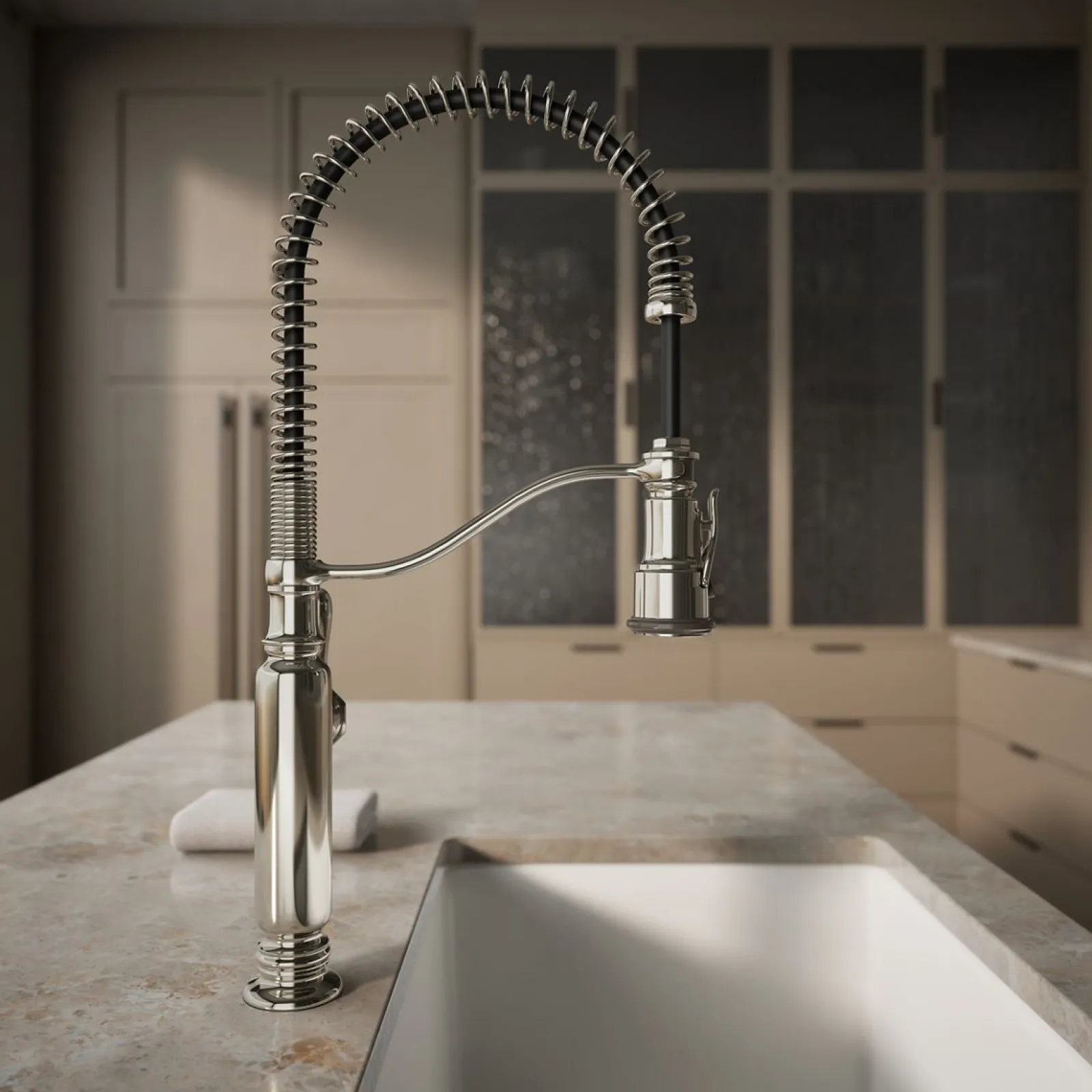 Semi-professional kitchen sink faucet with three-function sprayhead^Kohler Outlet