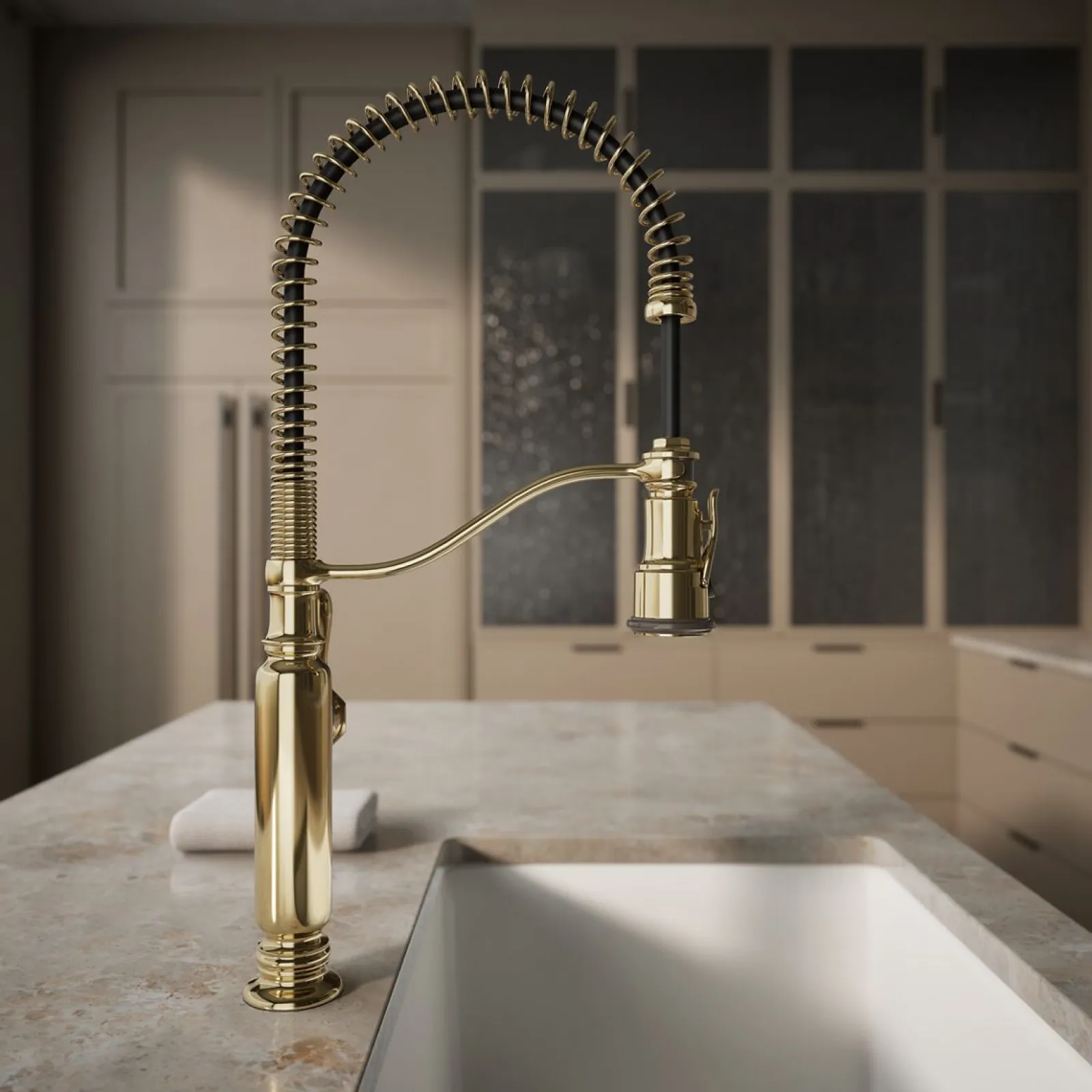 Semi-professional kitchen sink faucet with three-function sprayhead^Kohler Outlet