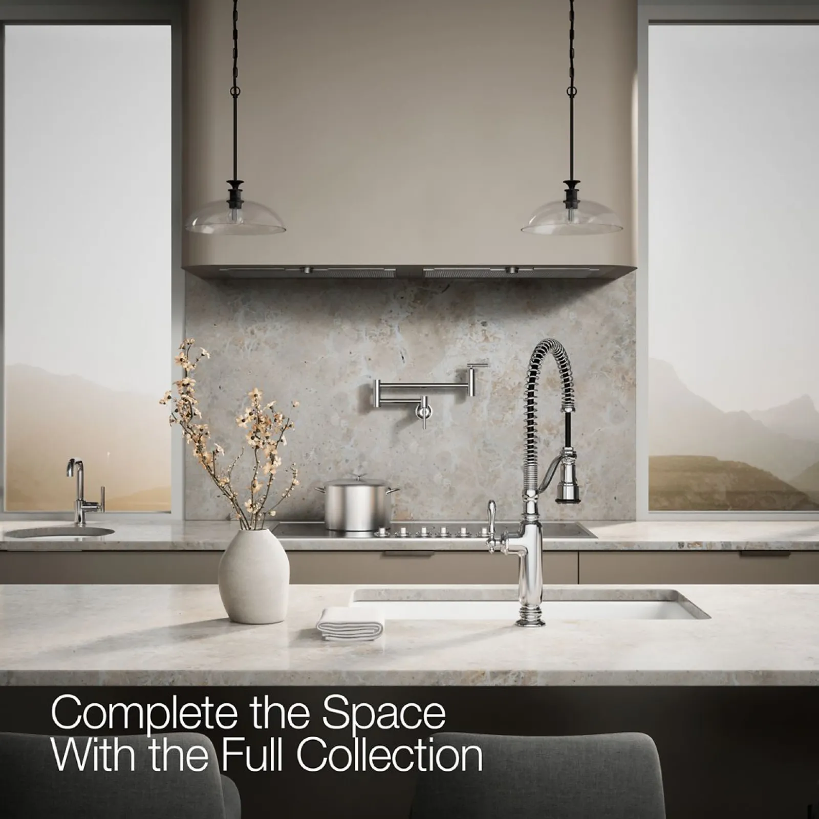 Semi-professional kitchen sink faucet with three-function sprayhead^Kohler Outlet