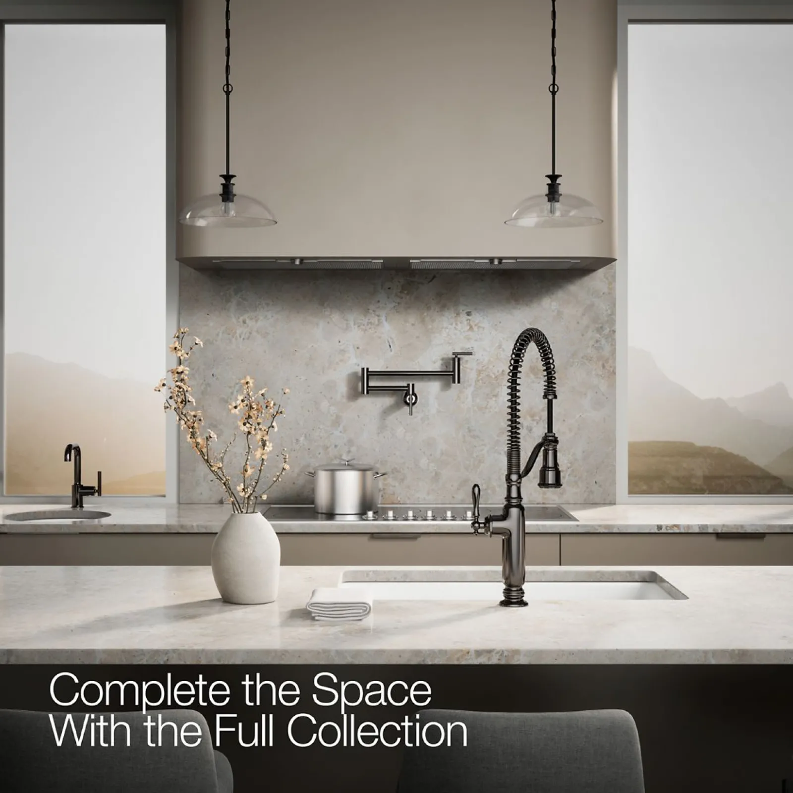 Semi-professional kitchen sink faucet with three-function sprayhead^Kohler Outlet